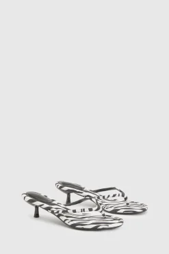 boohoo Mules À Talons Aiguilles Bas À Entredoigt Imprimé En Synthétique< Zebra Print|Chaussures À Talons