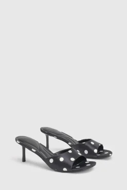 Mules À Talons Aiguilles Bas À Pois