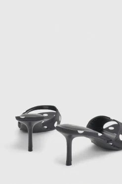 Mules À Talons Aiguilles Bas À Pois