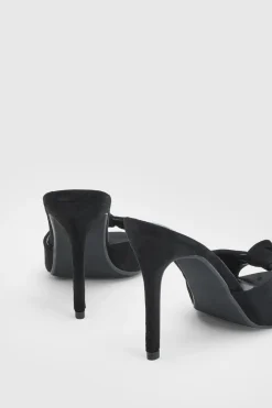 Mules À Talons Aiguilles Hauts En Synthétique Avec Détail Nœud