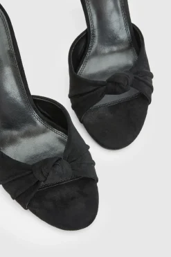 Mules À Talons Aiguilles Hauts En Synthétique Avec Détail Nœud