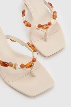 Mules À Talons Avec Bride Entre-orteils Ornée De Perles