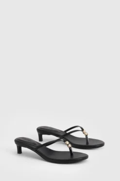 Mules À Talons Avec Bride Entre-orteils Et Détail Ornemental