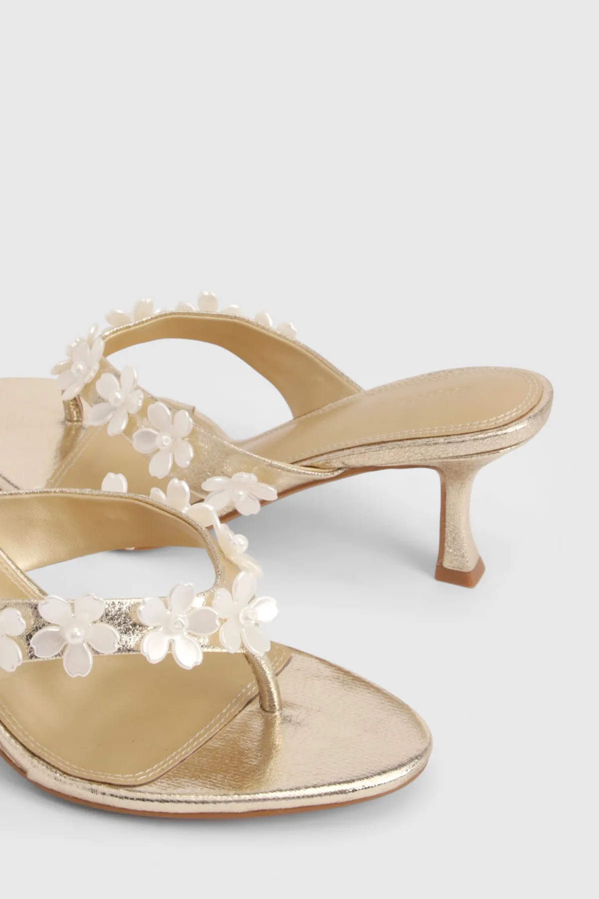 boohoo Mules À Talons Avec Bride Ornée De Fleurs Métalliques< Chaussures Festives|Chaussures À Talons