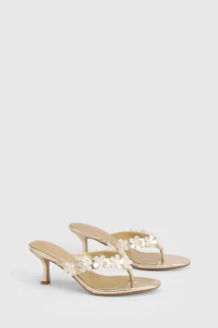 boohoo Mules À Talons Avec Bride Ornée De Fleurs Métalliques< Chaussures Festives|Chaussures À Talons