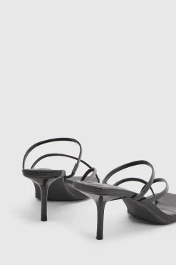 Mules À Talons Avec Brides Entrecroisées Et Entre-doigts Effet Croco