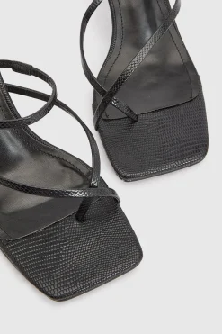 Mules À Talons Avec Brides Entrecroisées Et Entre-doigts Effet Croco