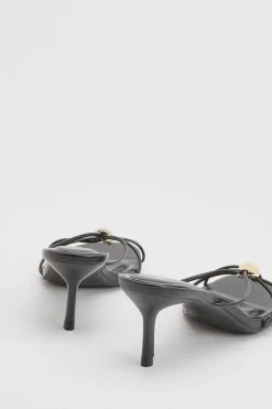 Mules À Talons Avec Brides Et Détail Métallique