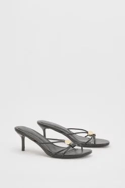 Mules À Talons Avec Brides Et Détail Métallique