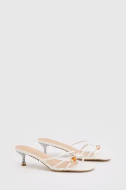 Mules À Talons Avec Brides Ornées De Perles