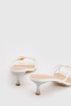 Mules À Talons Avec Brides Ornées De Perles