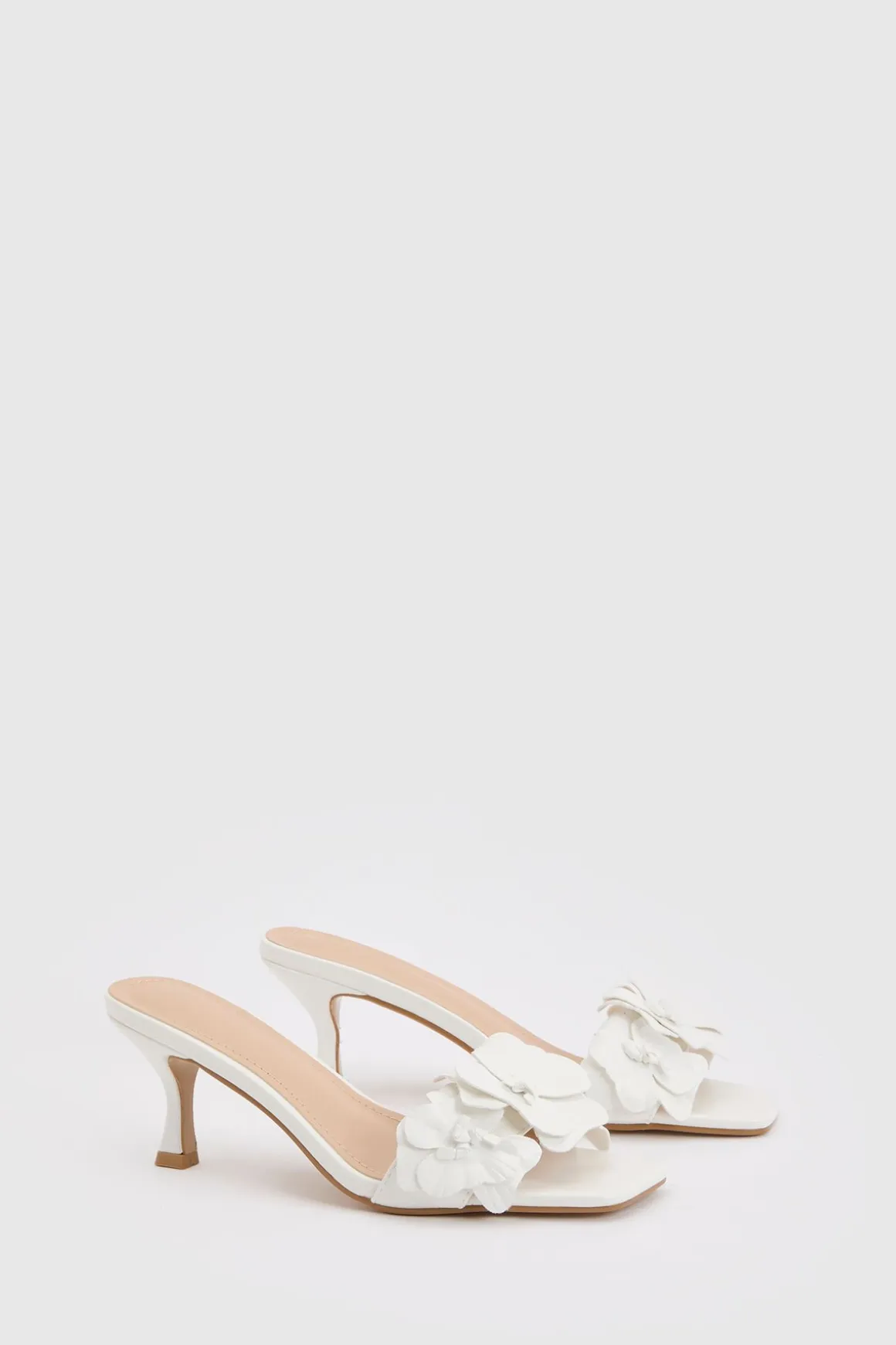 Mules À Talons Avec Détail Floral Surdimensionné