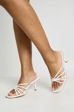 Mules À Talons Avec Détail Nœud Et Brides Coupe Large