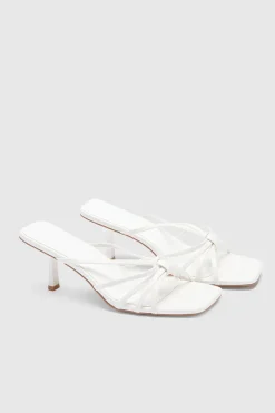Mules À Talons Avec Détail Nœud Et Brides Coupe Large