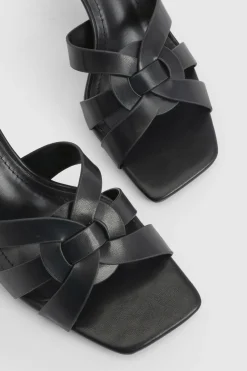 Mules À Talons Avec Détails Cage Coupe Large
