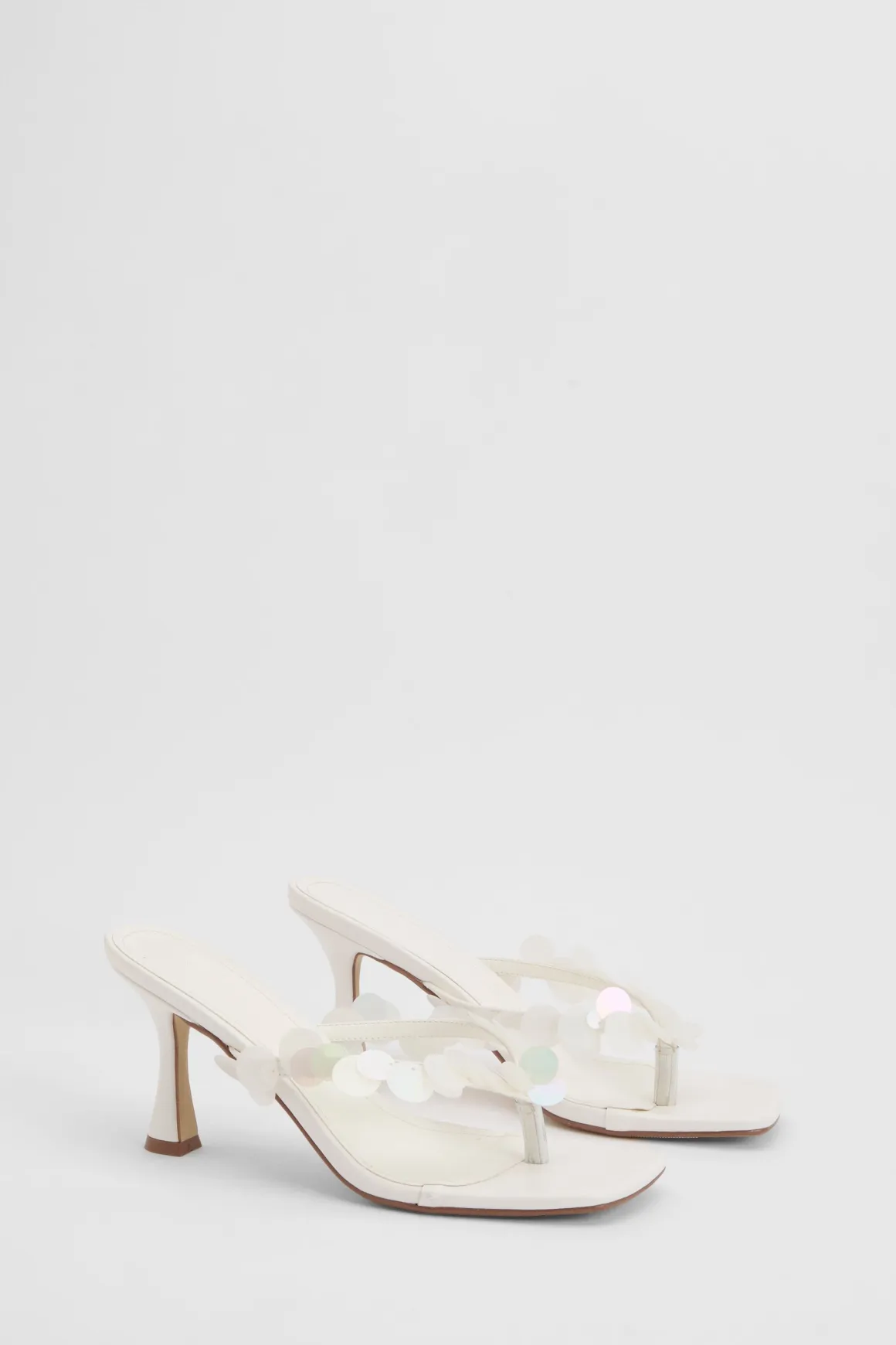 Mules À Talons Avec Entre-doigt Et Sequins Assortis