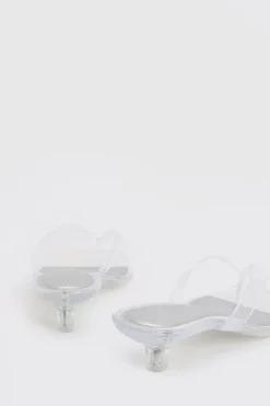 Mules À Talons Bas En Gelée Transparente Avec Bride Entre Les Orteils