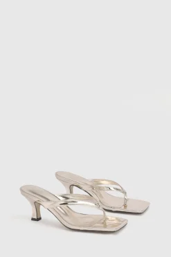 Mules À Talons Bout Carré Avec Bride Entre-orteils