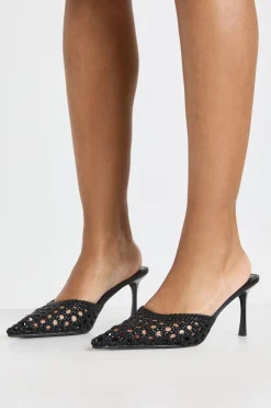 Mules À Talons À Bout Pointu Avec Tressage Frontal