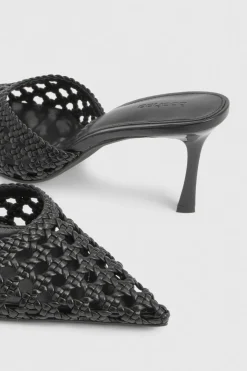 Mules À Talons À Bout Pointu Avec Tressage Frontal