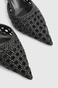 Mules À Talons À Bout Pointu Avec Tressage Frontal