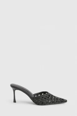 Mules À Talons À Bout Pointu Avec Tressage Frontal