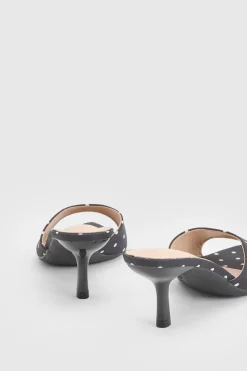 Mules À Talons À Bout Pointu À Pois
