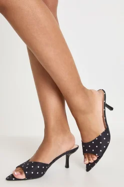 Mules À Talons À Bout Pointu À Pois