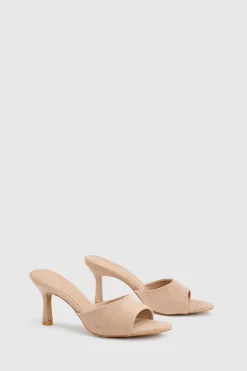 Mules À Talons Bout Rond En Synthétique