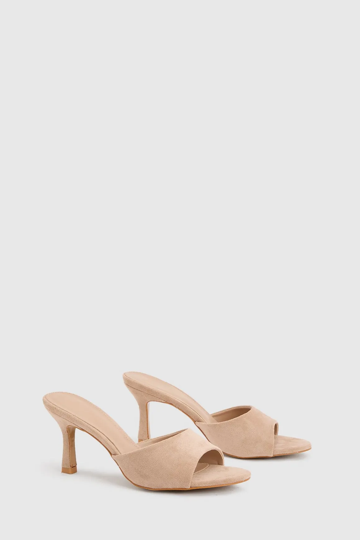 Mules À Talons Bout Rond En Synthétique