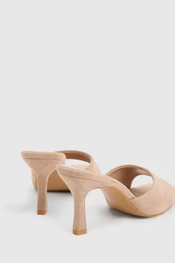 Mules À Talons Bout Rond En Synthétique
