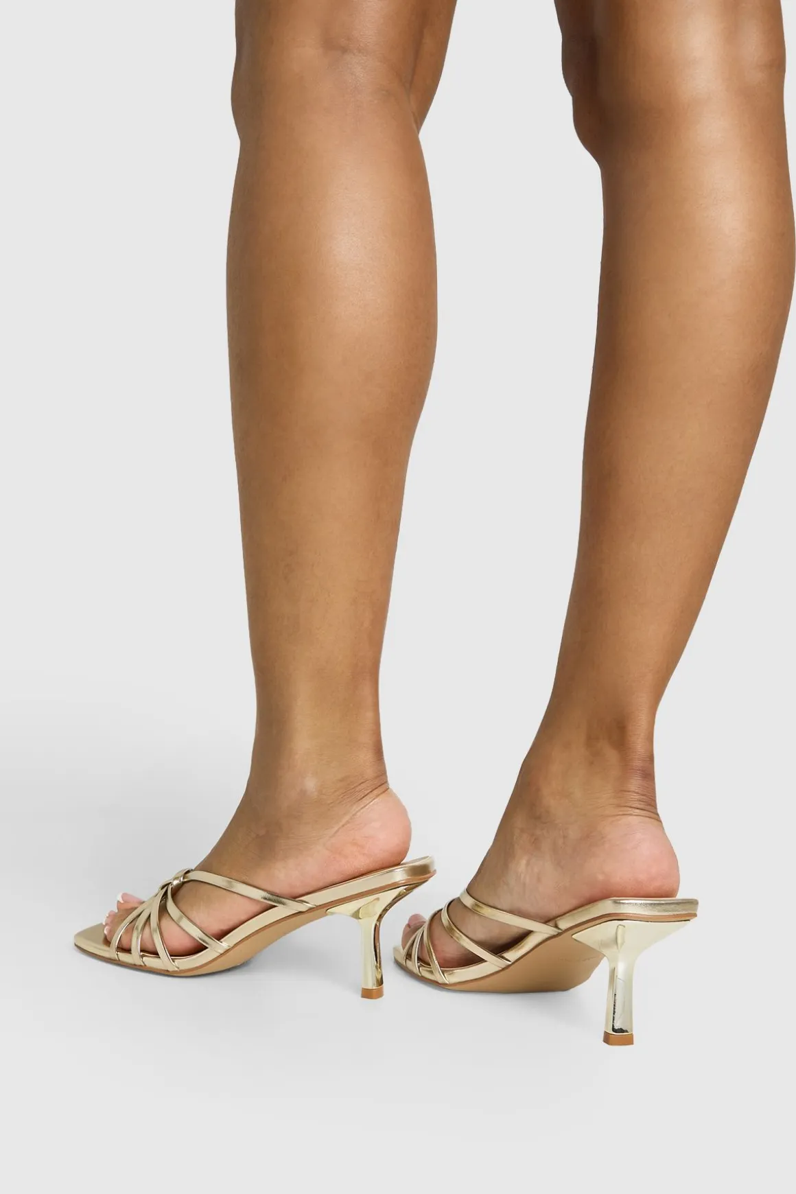 Mules À Talons À Brides Avec Détail Nœud Coupe Large