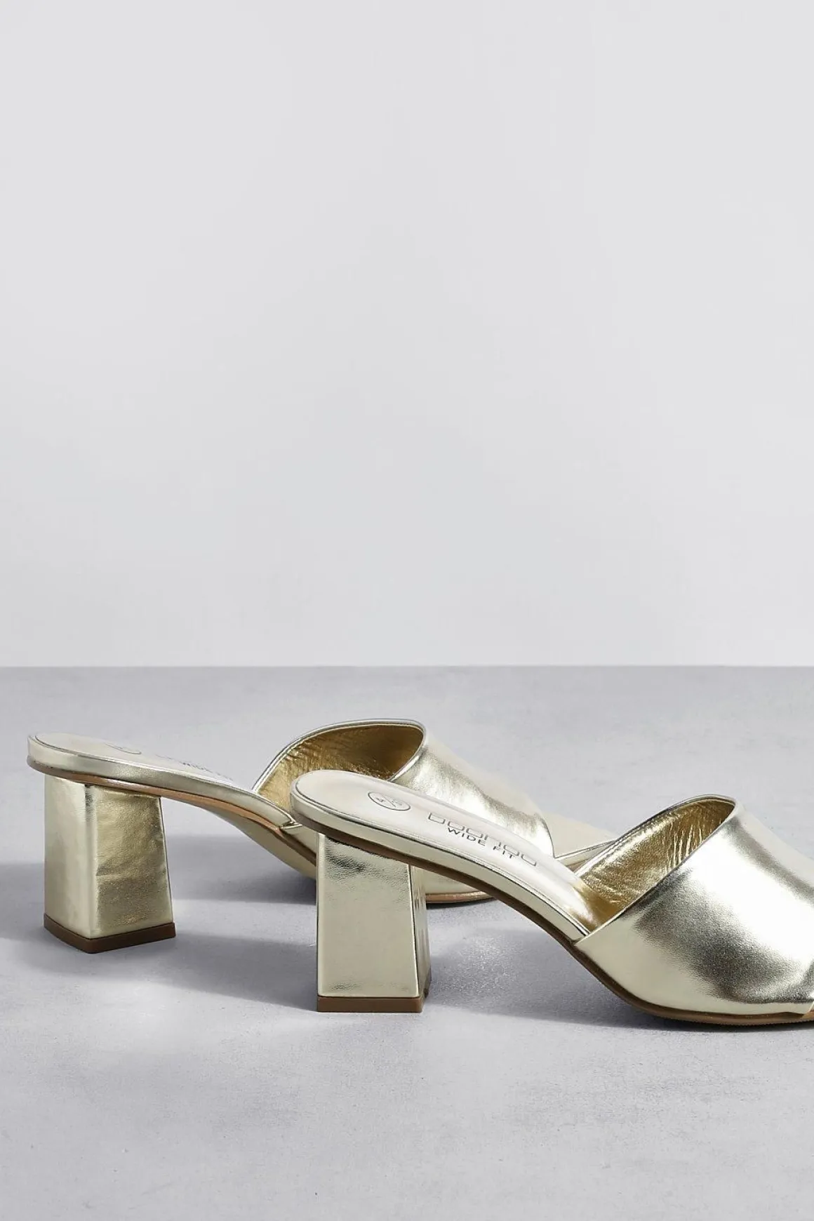 Mules À Talons Carrés Bas Métallisées
