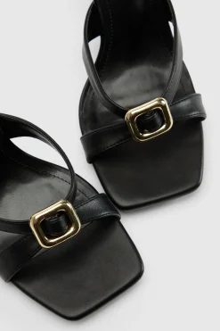 Mules À Talons Coupe Large Avec Détail Métallique Et Brides Croisées Sur Le Devant