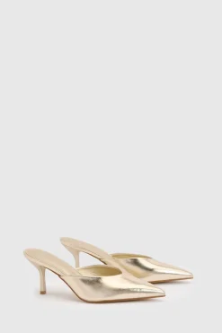 Mules À Talons Effet Métallisé