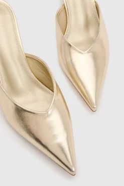 Mules À Talons Effet Métallisé