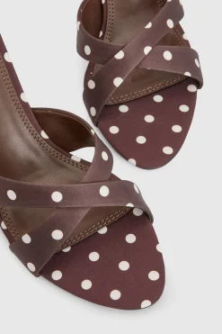 boohoo Mules À Talons En Satin À Pois Avec Brides Croisées< Pois|Satin Et Dentelle