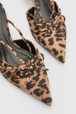 Mules À Talons En Synthétique À Imprimé Léopard