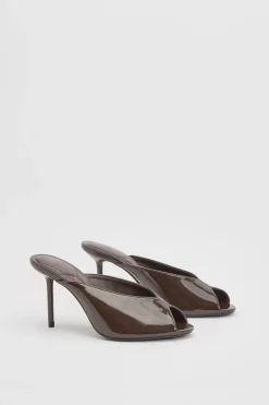 boohoo Mules À Talons Et Bout Ouvert En Vernis< Chaussures À Talons|Mules