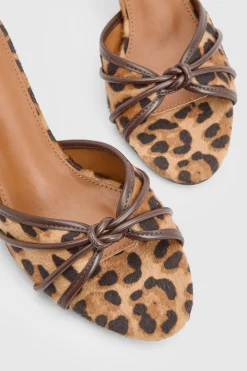 Mules À Talons Imprimé Léopard Avec Détail Nœud