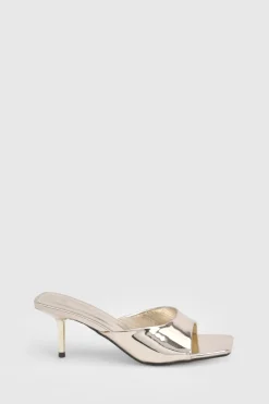 Mules À Talons Minimalistes Bout Carré