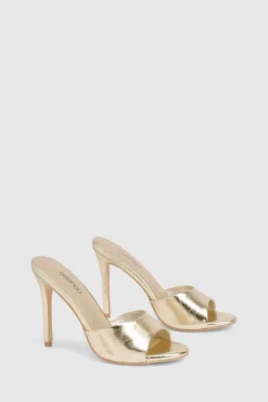 Mules à talons métalliques