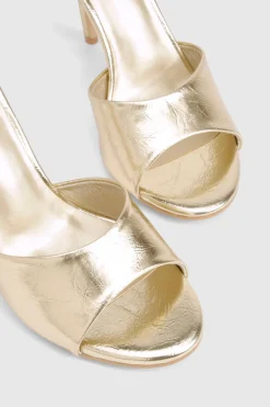Mules à talons métalliques