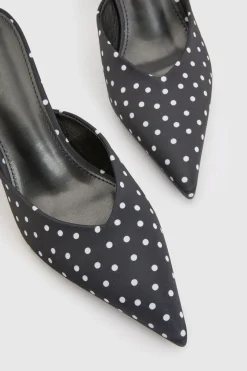 Mules À Talons À Pois Style Escarpin