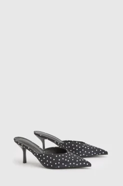 Mules À Talons À Pois Style Escarpin