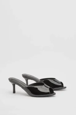 Mules À Talons Vernies À Bout Ouvert