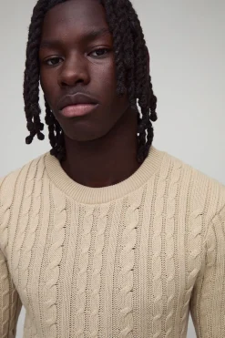 Muscle Fit Cable Knit Jumper