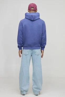 boohooMAN Navy Regular Fit Athletic Club Sweat à capuche lavé et imprimé<Homme Sweats À Capuche Et Sweatshirts|Sweats À Capuche Et Sweats