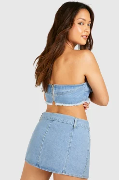 boohoo Notch Detail Buckle Belt Denim Micro Mini Skirt<Femme Jupes|Denim
