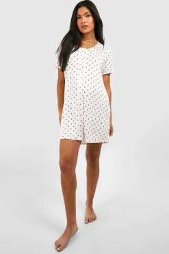 boohoo Nuisette de maternité boutonnée avec imprimé de cœurs<Femme Pyjamas